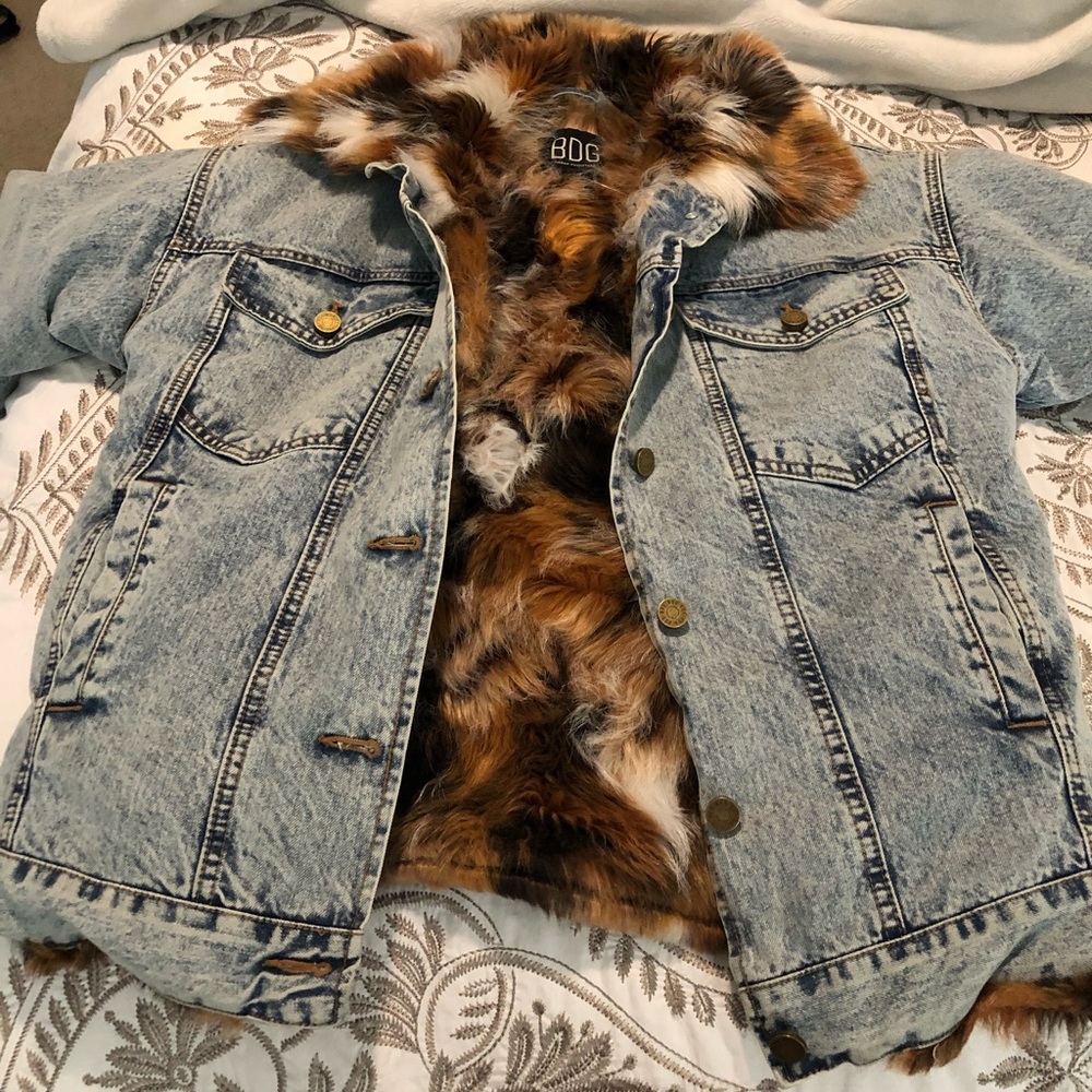 BDG Denim Jacket with Faux Fur Lining